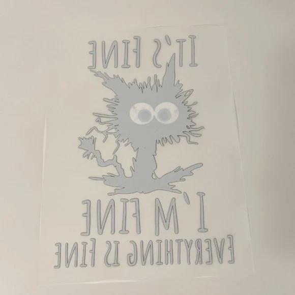 Anxiety Cat Iron-On Fabric Decal - Picture 2 of 7